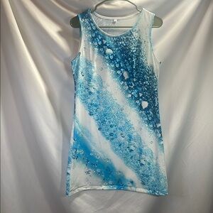 Chic Blue and White Asymmetrical Dress